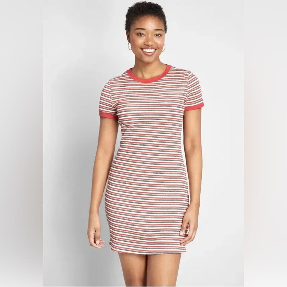 ModCloth Red Striped Bodycon T-Shirt Mini Dress Size 2X